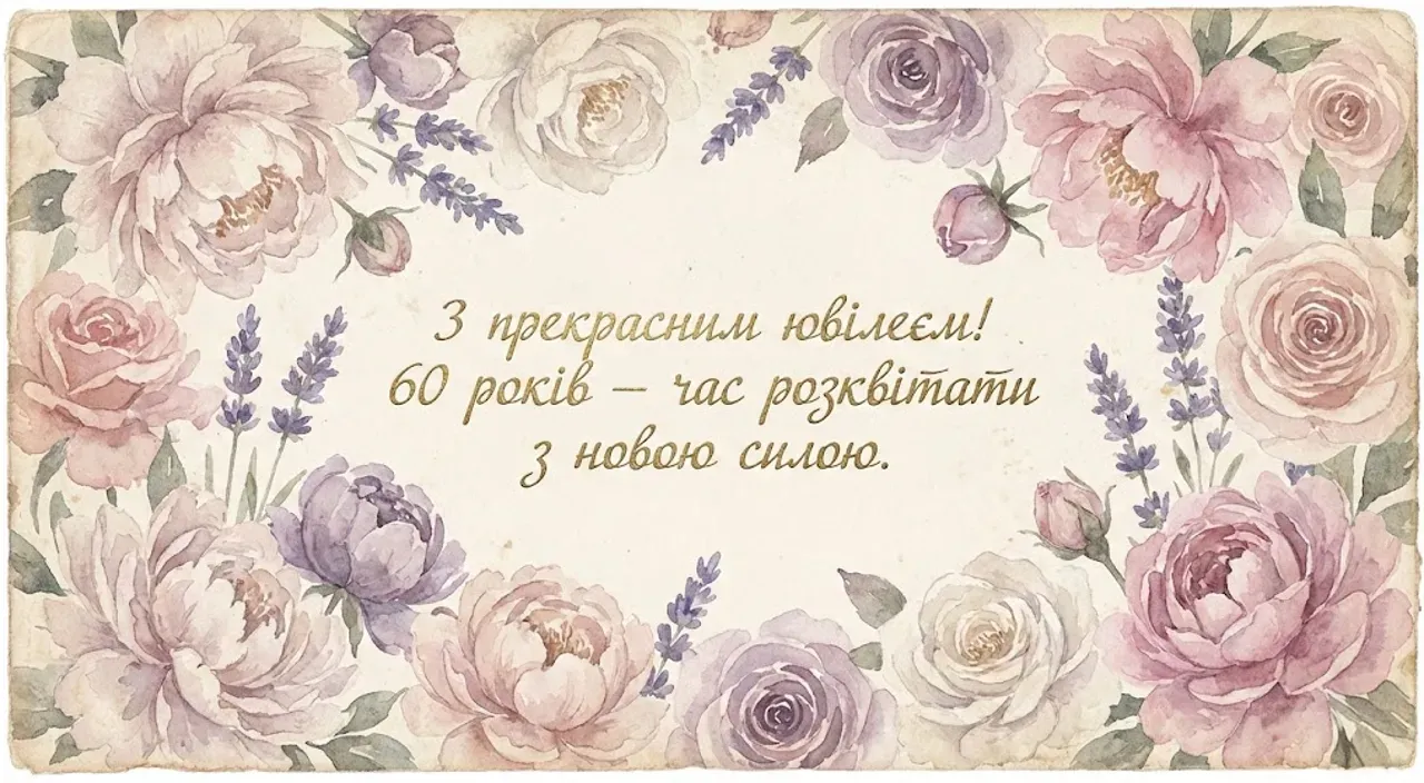 Привітання з ювілеєм 60 років для жінки