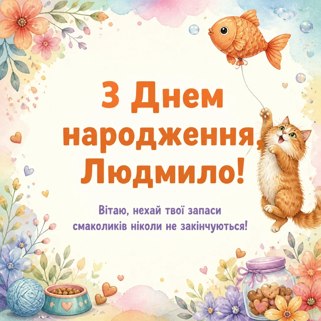 з днем народження людмила картинки