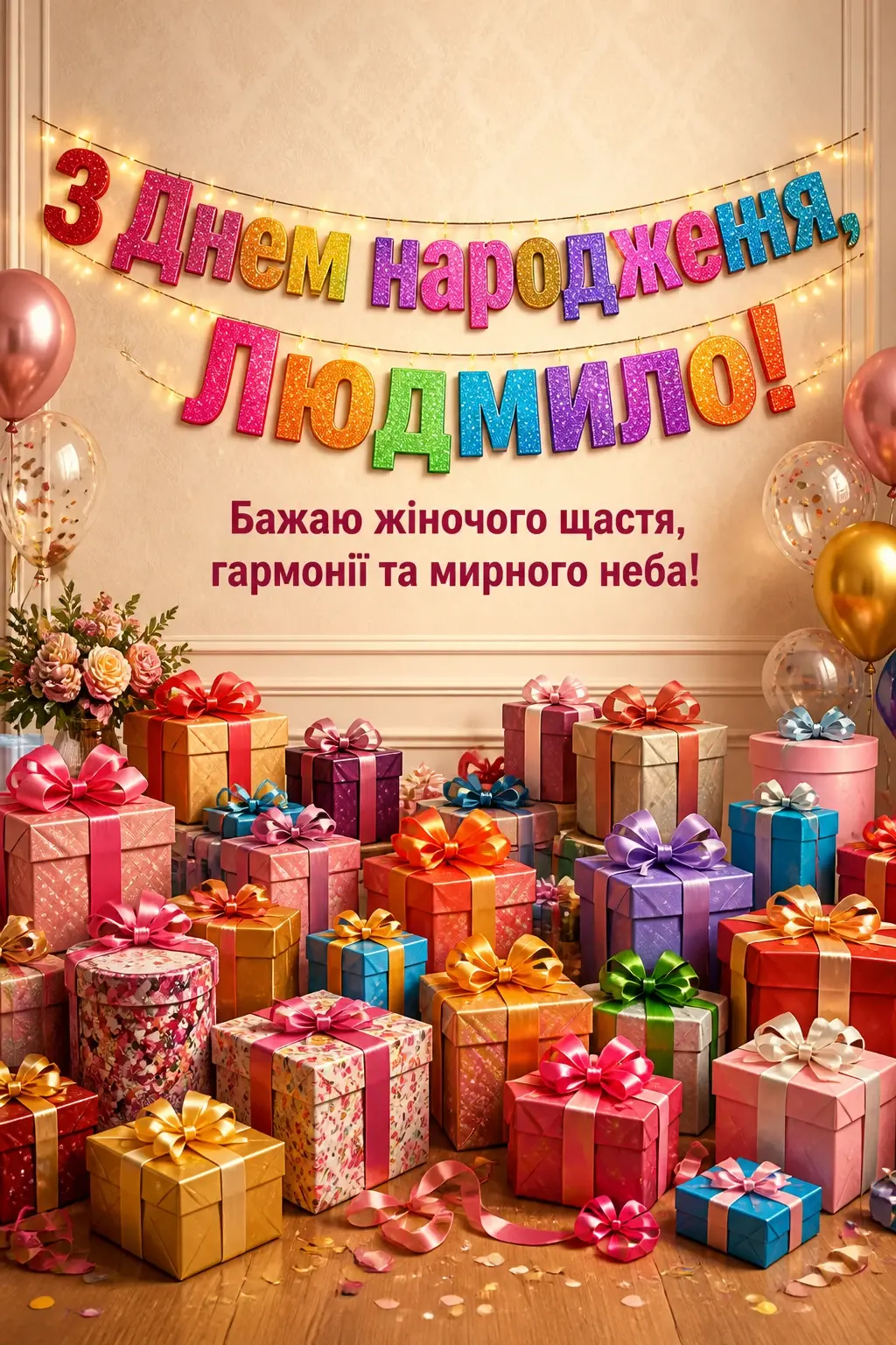 з днем народження людмила картинки